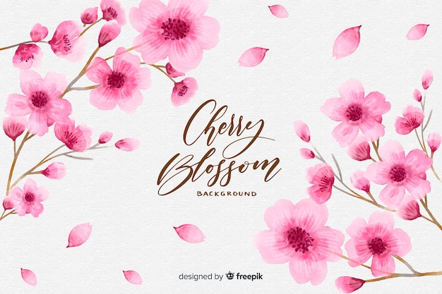 Watercolor cherry blossom background