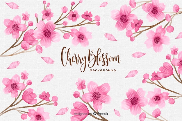 Watercolor cherry blossom background