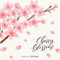 Free vector watercolor cherry blossom branch background