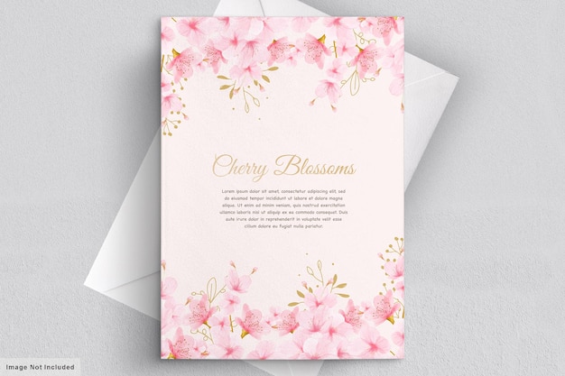 Free vector watercolor cherry blossom floral invitation card