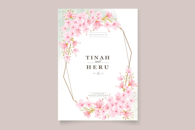 watercolor cherry blossom floral and leaves card set