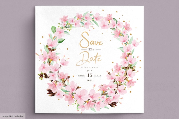 Modello di carta di invito fiore di ciliegio acquerello Vettore gratuito
