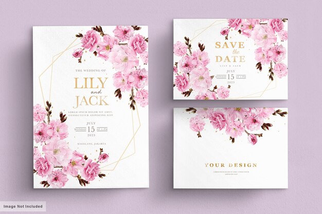 수채화 벚꽃 웨딩 카드