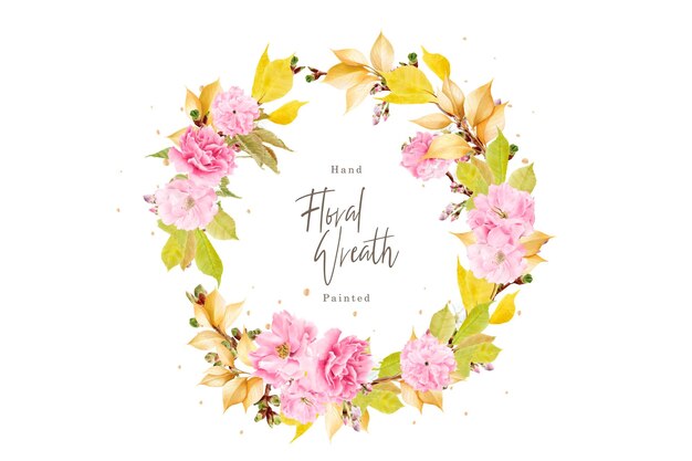 watercolor cherry blossom wreath illustration