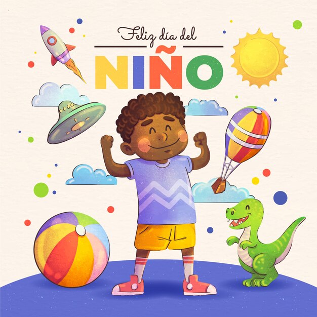 watercolor children's day in spanish illustration