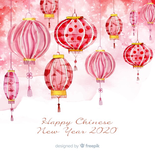 Free vector watercolor chinese new year background