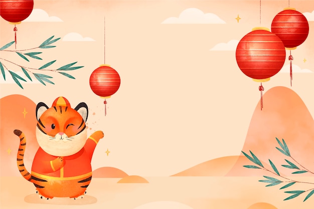 Free vector watercolor chinese new year background