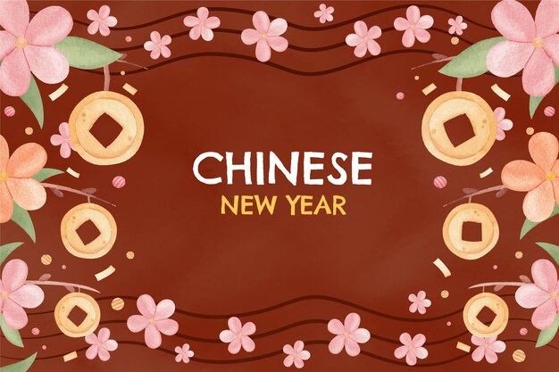 水彩の中国の旧正月の背景