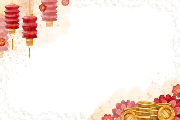 Бесплатное векторное изображение Акварель китайский новый год фон
