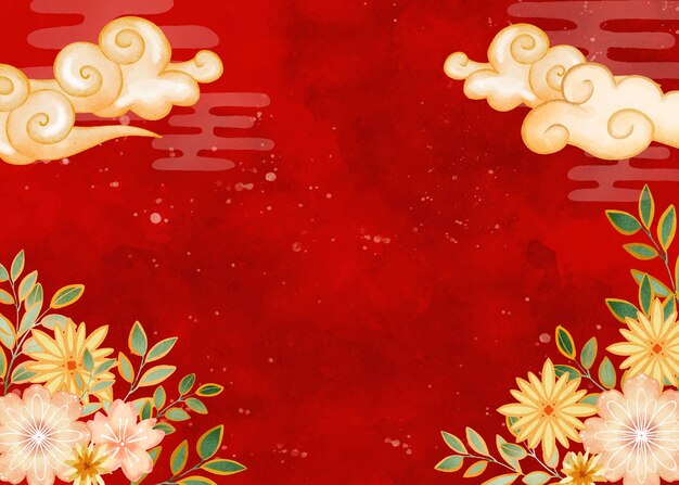 Watercolor chinese new year background Free Vector