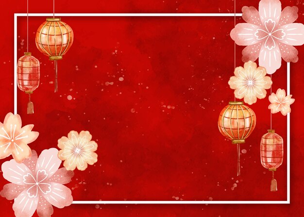 Watercolor chinese new year background Free Vector