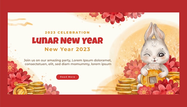 Watercolor chinese new year horizontal banner template