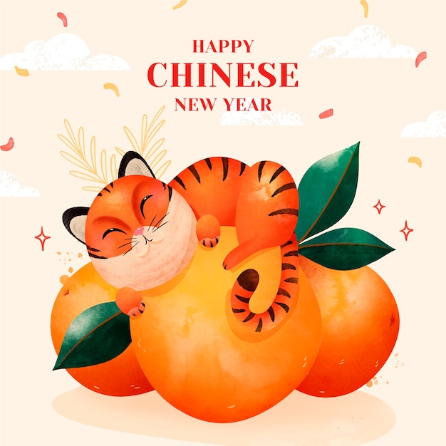 Free vector watercolor chinese new year illustration