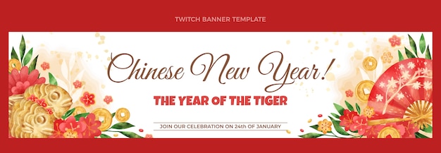 Watercolor chinese new year twitch banner