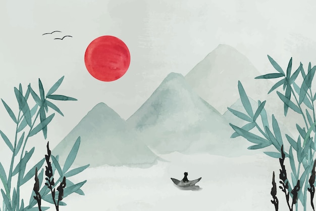 Free vector watercolor chinese style background