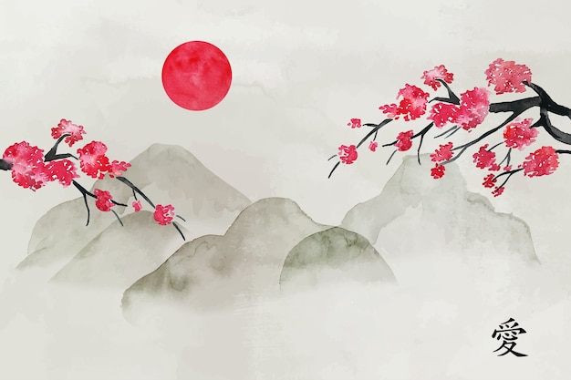 水彩画の中国風の背景