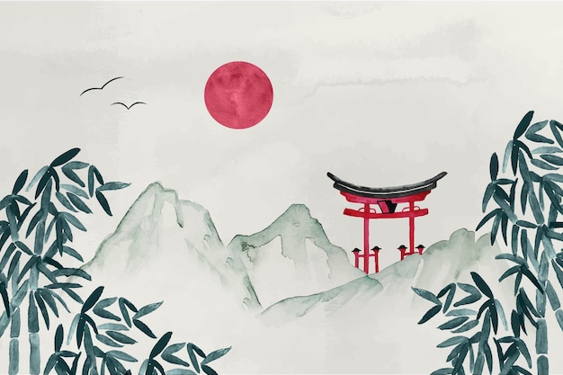 Бесплатное векторное изображение Акварельный фон в китайском стиле