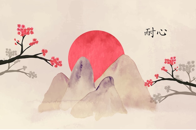 Free vector watercolor chinese style background