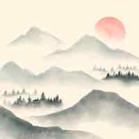 Free vector watercolor chinese style illustration