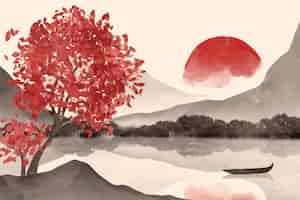 Free vector watercolor chinese style illustration