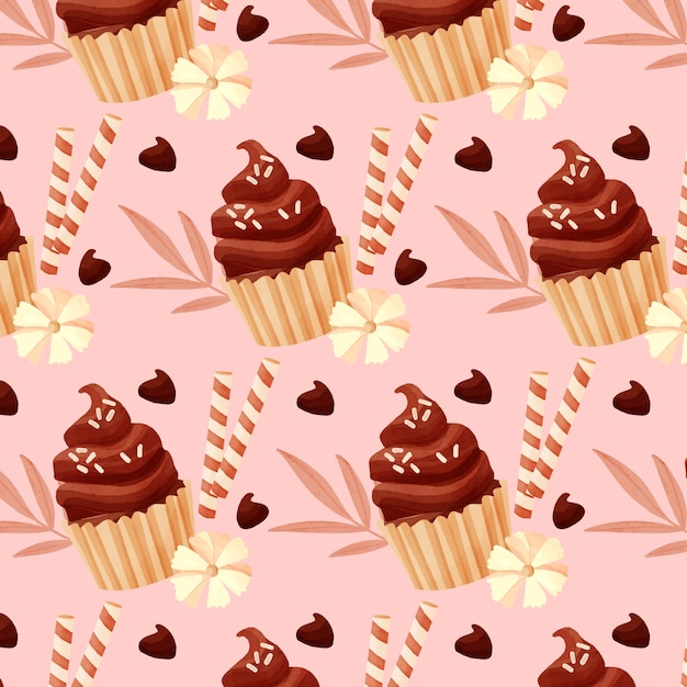 Free vector watercolor chocolate pattern design