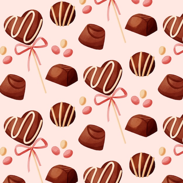 Watercolor chocolate pattern design
