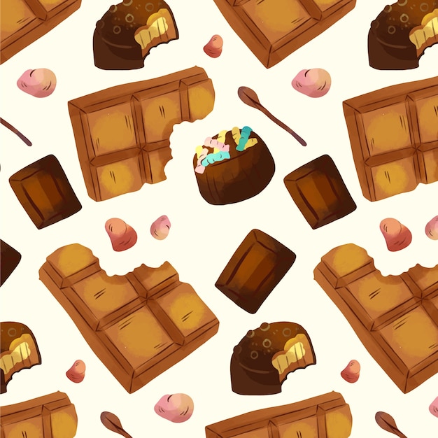 Free vector watercolor chocolate pattern design