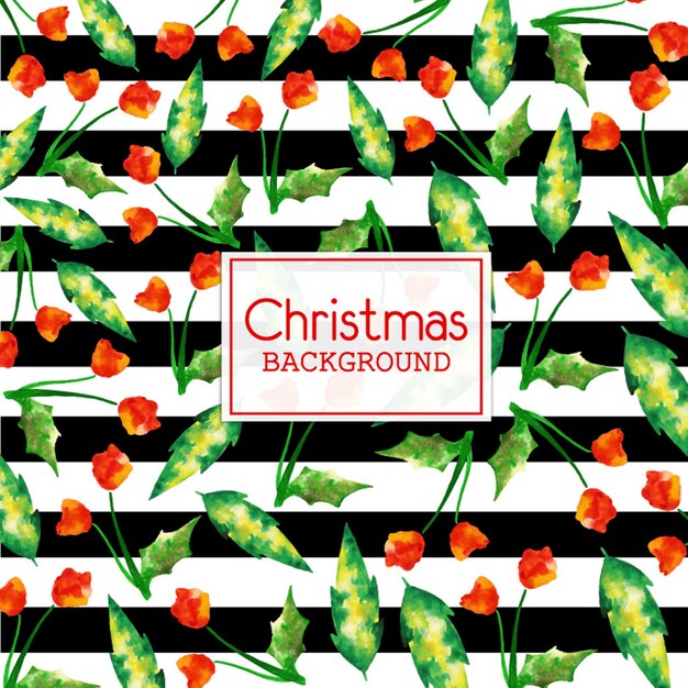 Watercolor Christmas Background With Black Stripes