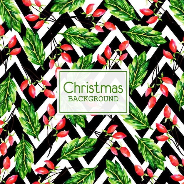 Free vector watercolor christmas background with black stripes
