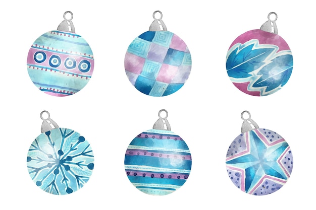 Watercolor christmas ball ornaments