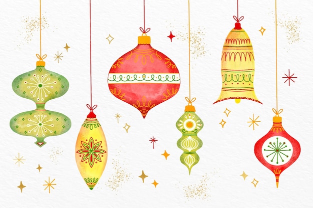 Watercolor christmas ball ornaments