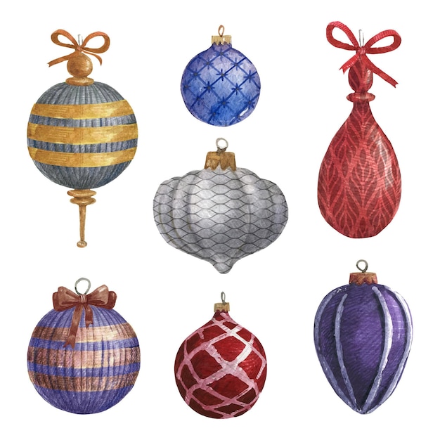Free vector watercolor christmas ball ornaments