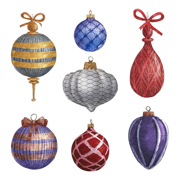 Watercolor christmas ball ornaments