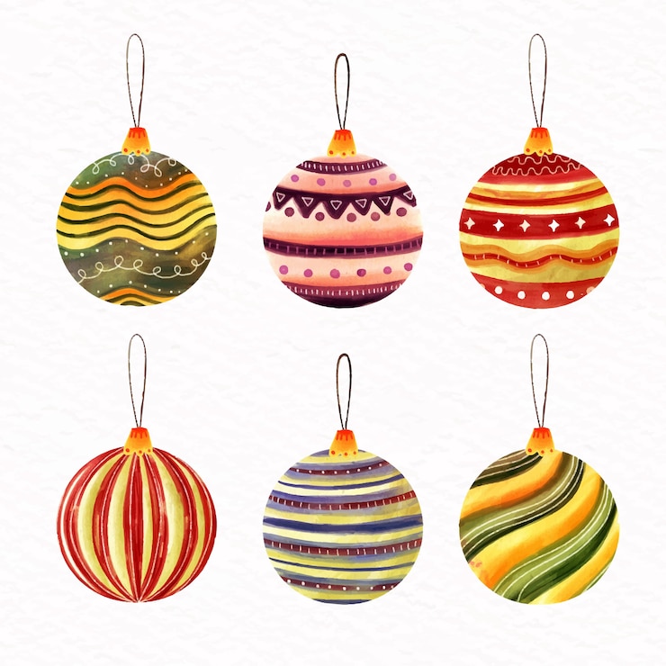 Free Vector watercolor christmas balls set