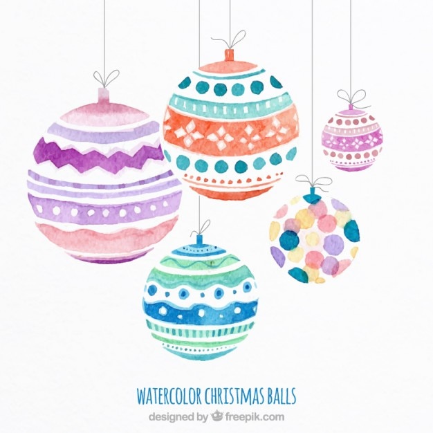 Watercolor christmas balls