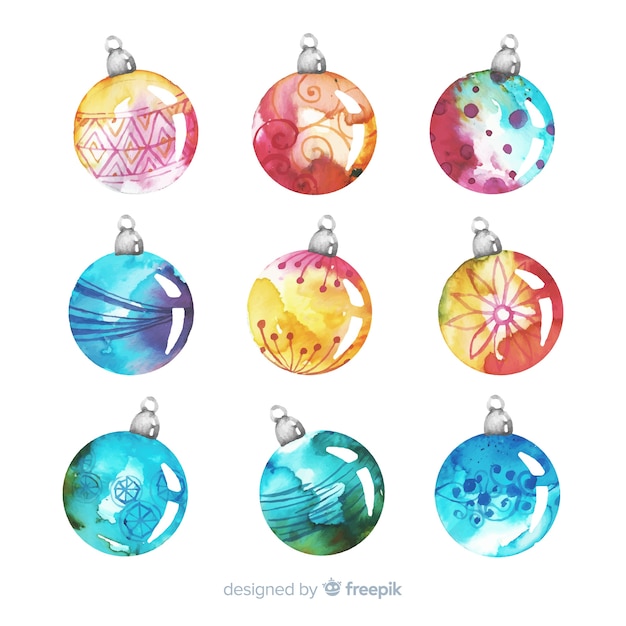 Free vector watercolor christmas balls