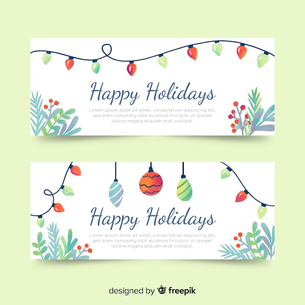 Watercolor christmas banners