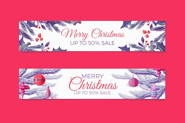 Watercolor christmas banners