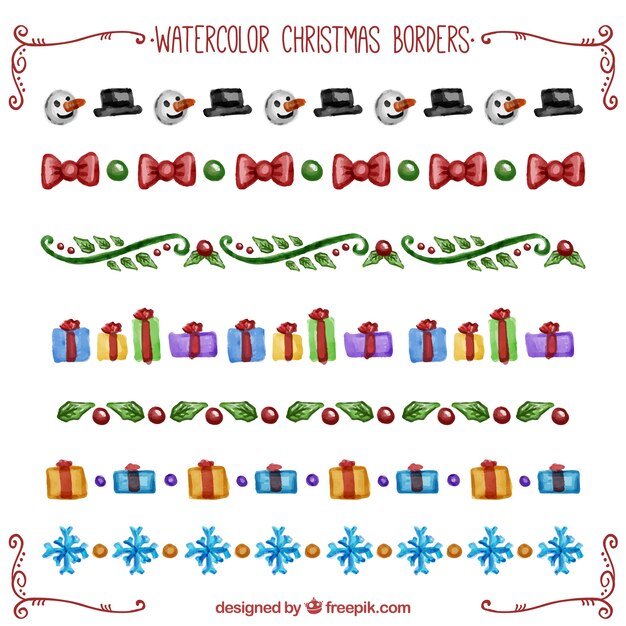 Watercolor christmas borders pack