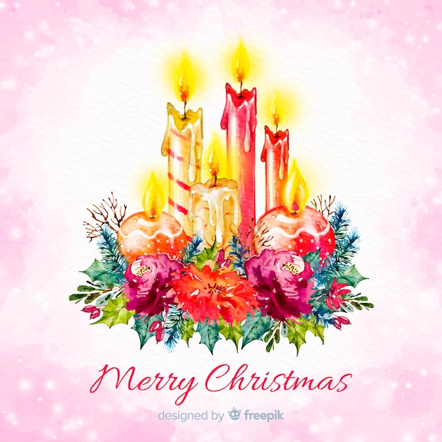 Watercolor christmas candle background