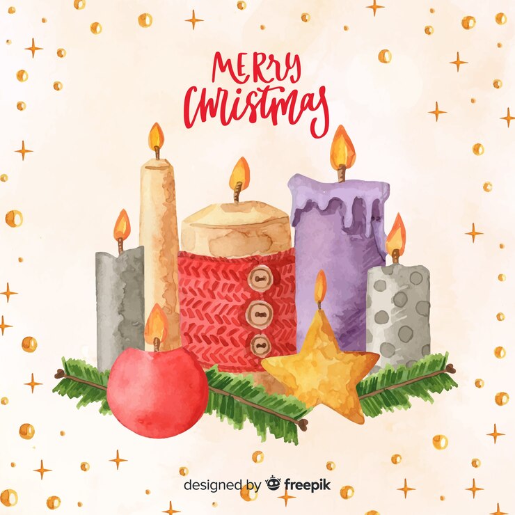 Free Vector watercolor christmas candle background