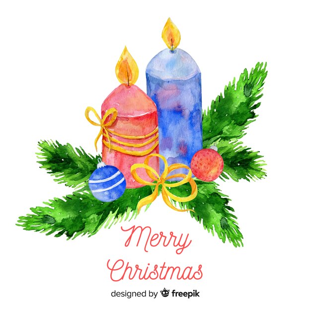 Watercolor christmas candle background