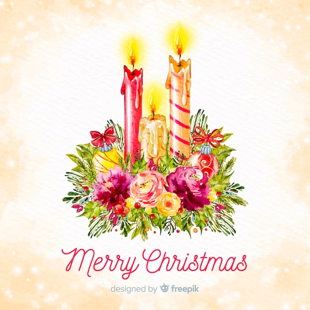 Watercolor christmas candle background