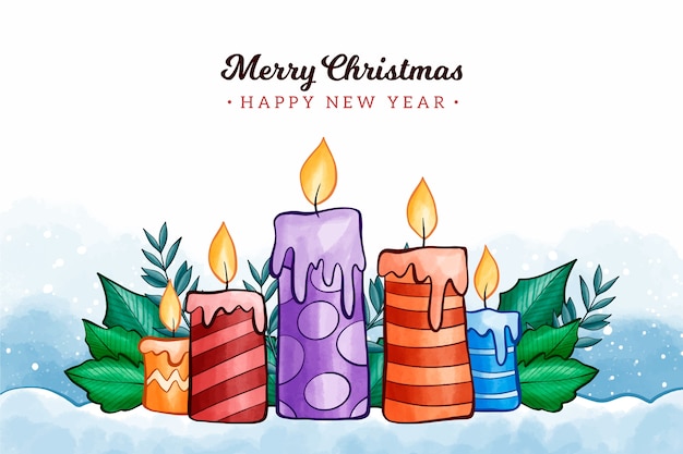 Watercolor christmas candle background