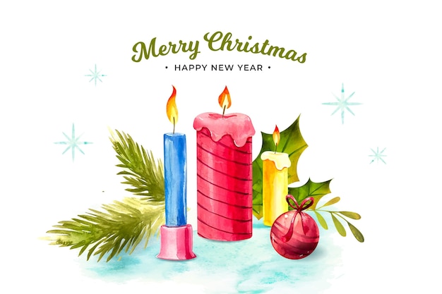 Watercolor christmas candle background