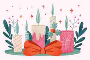 Free vector watercolor christmas candle background