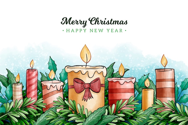 Watercolor christmas candle background