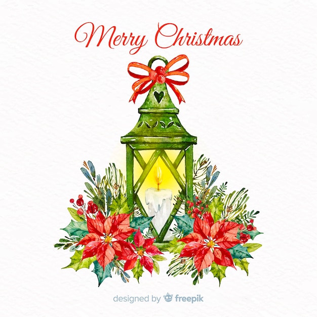 Free vector watercolor christmas candle