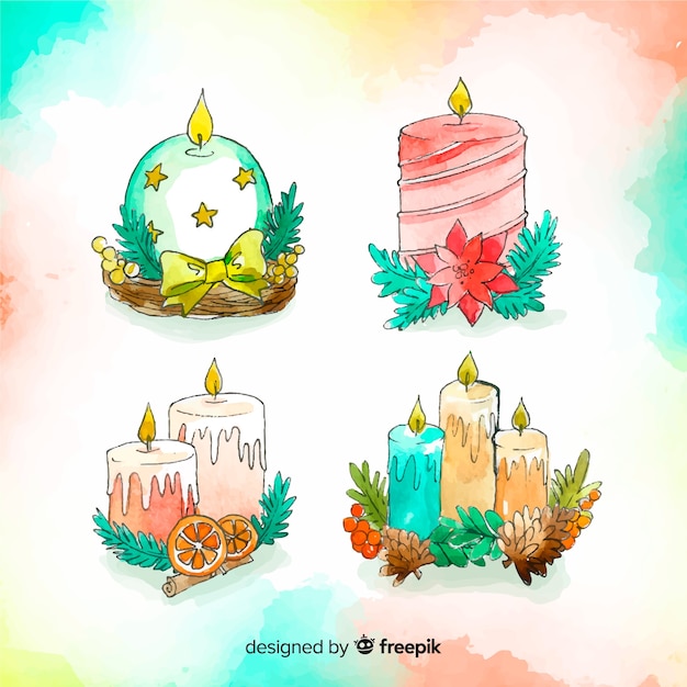 Watercolor christmas candles