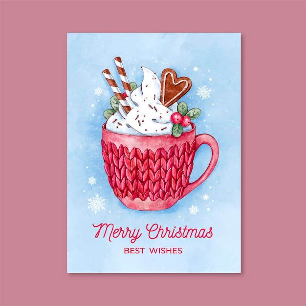 Watercolor christmas card template